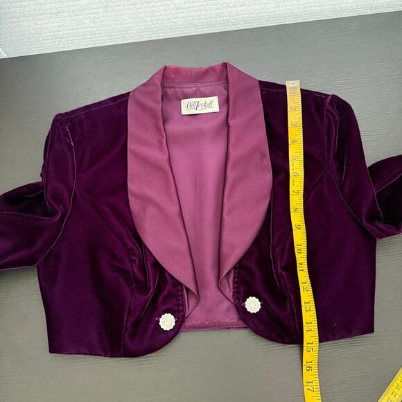 Vintage Bill Levkoff Purple Embellished Button Cropped Blazer Women's Size 10 - Picture 10 of 11